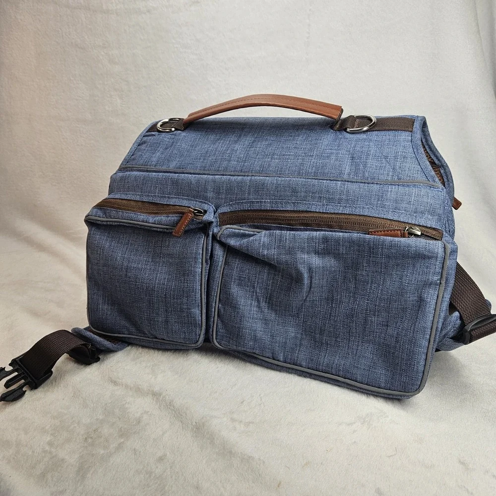 Large Dog Harness Backpack with Storage Pockets | Adjustable | Blue & Brown NEW